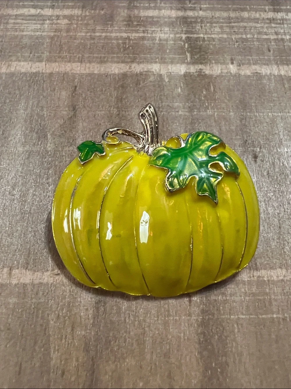 3/$18 Yellow Pumpkin Enamel Brooch Lot 6066